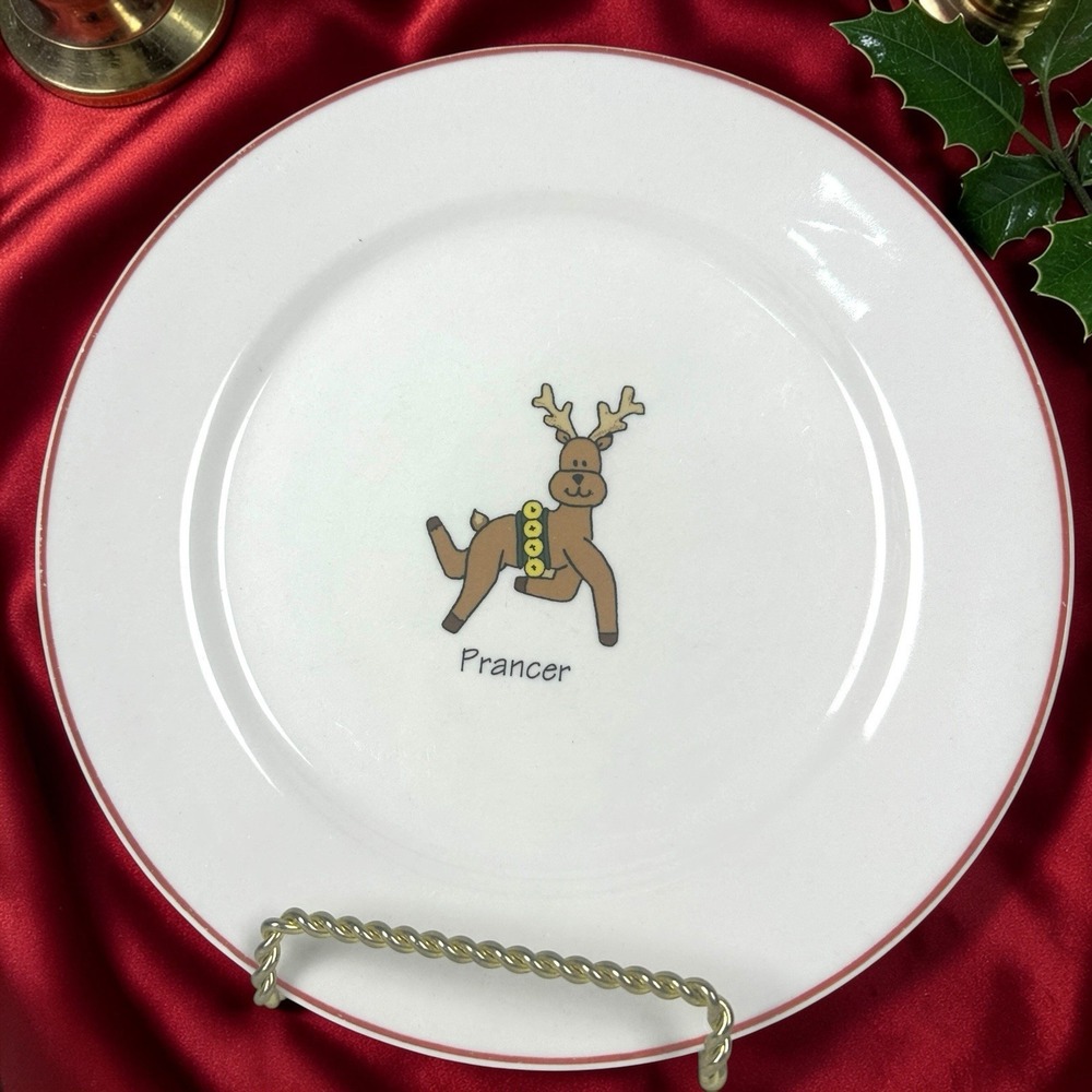 LTD Commodities SANTA'S REINDEER Prancer CHRISTMAS PLATE/SALAD/DESSERT🎄🎄🎄